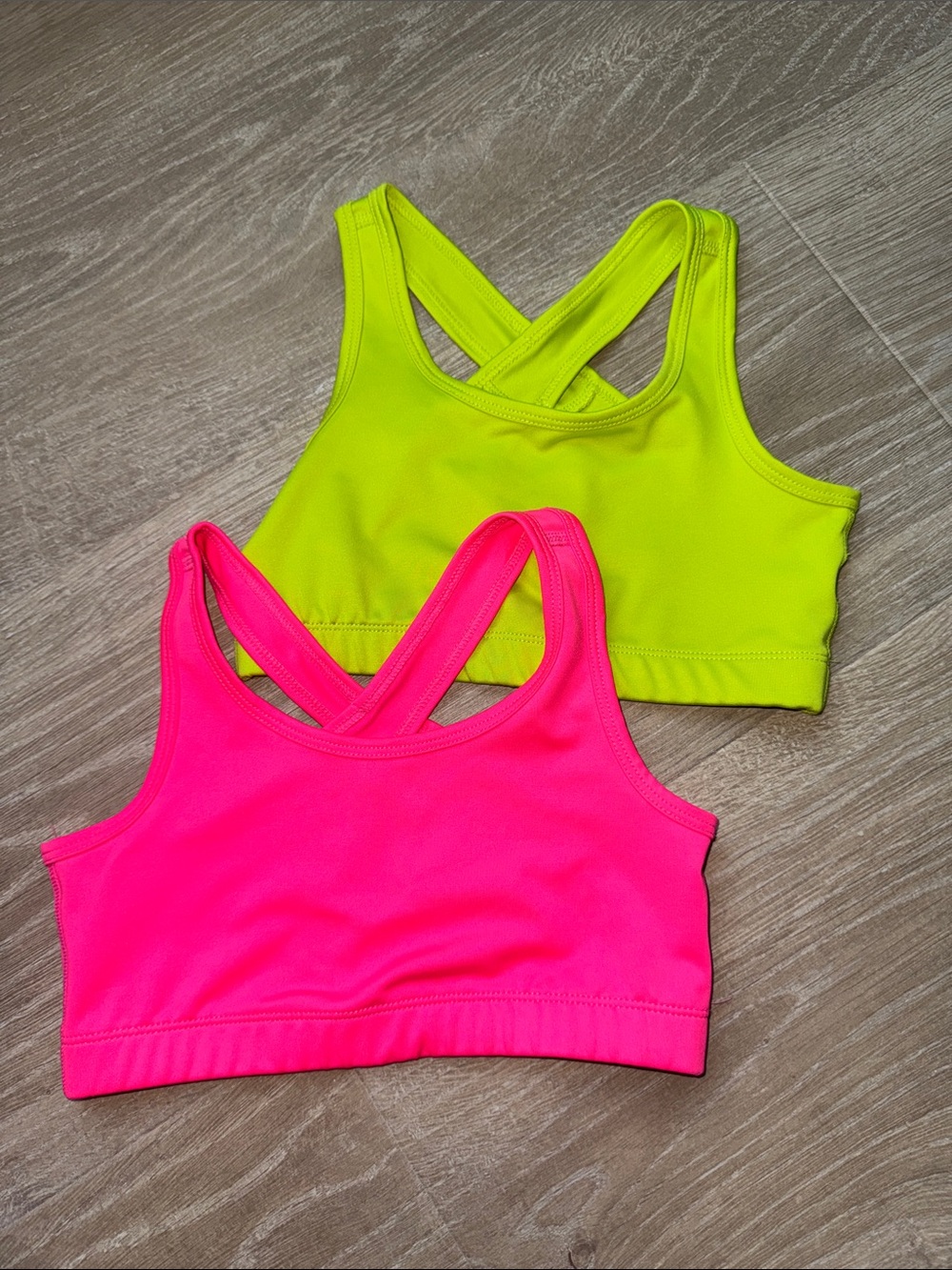 Neon Hot Pink and Lime Green Sports Bras - Double Pack
